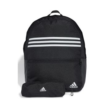 Rucsac unisex cu logo si penar Classic - Alb/Negru