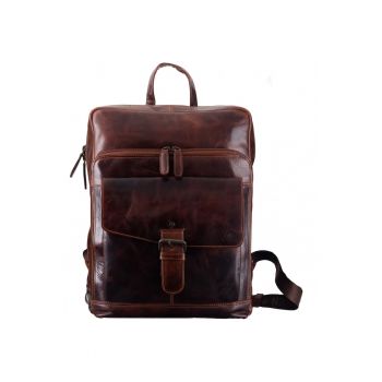 Rucsac unisex piele naturala maro 30 x 39 cm - Rugged -