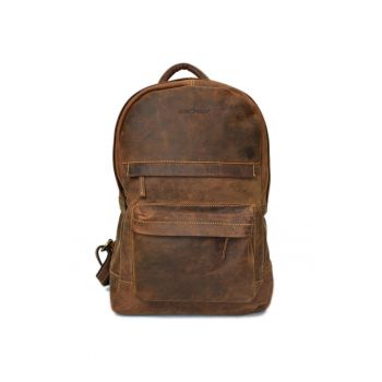 Rucsac unisex piele naturala maro antichizat 30 x 45 cm - Vintage -