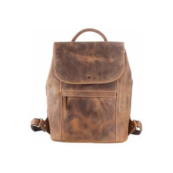 Rucsac unisex piele naturala maro antichizat 31 x 34 cm - Vintage -