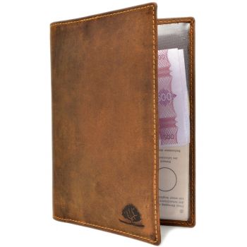 Etui acte unisex piele naturala 11.5 x 16.5 x 1 cm - Vintage - - Maro antichizat