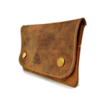 Etui tutun unisex piele naturala maro antichizat 15 x 9 cm - Vintage -