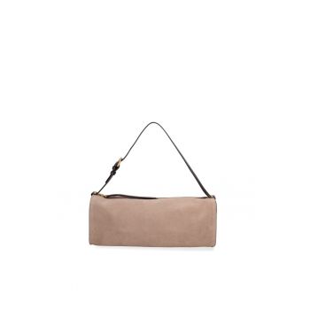 Geanta baguette din piele intoarsa Valoria Chic - Maro taupe