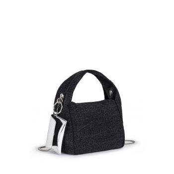 Geanta crossbody cu bareta de lant - Negru