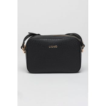 Geanta crossbody de piele ecologica cu logo - Negru