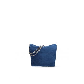 Geanta crossbody de piele intoarsa Edera Plus - Albastru