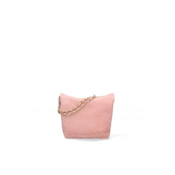 Geanta crossbody de piele intoarsa Edera Plus - Roz antichizat
