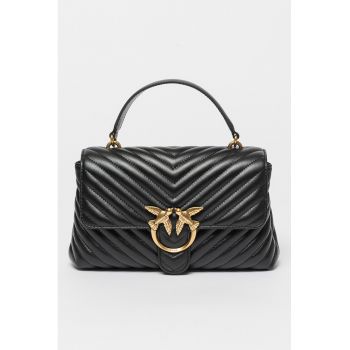 Geanta crossbody de piele Love Lady Puff - Negru