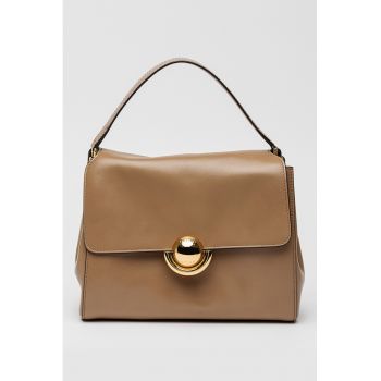 Geanta crossbody din piele cu bareta ajustabila Domus - Maro deschis