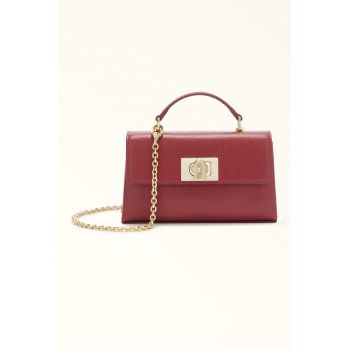 Geanta crossbody din piele cu bareta din lant si clapa 1927 - Rosu stins