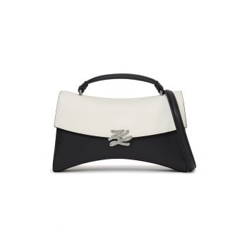Geanta crossbody din piele cu model in doua tonuri Autograph - Alb murdar/Black Onyx