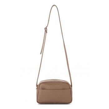 Geanta crossbody din piele ecologica cu bareta ajustabila - Bej inchis
