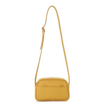 Geanta crossbody din piele ecologica cu bareta ajustabila - Galben