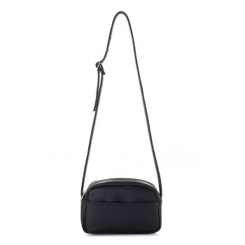 Geanta crossbody din piele ecologica cu bareta ajustabila - Negru