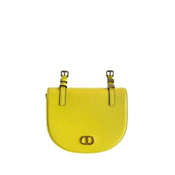 Geanta crossbody din piele ecologica cu bareta detasabila - Galben neon