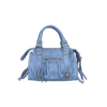 Geanta crossbody din piele intoarsa Erisia - Albastru deschis