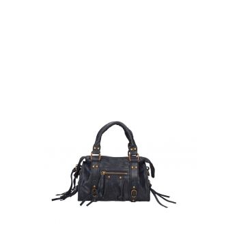 Geanta crossbody din piele intoarsa Erisia - Maro cognac