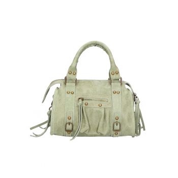 Geanta crossbody din piele intoarsa Erisia - Verde masliniu