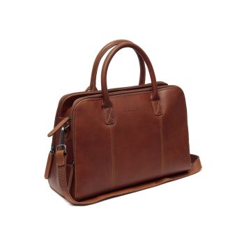Geanta de dama din piele naturala -  Layton - Coniac - 35 x 13 x 24 cm