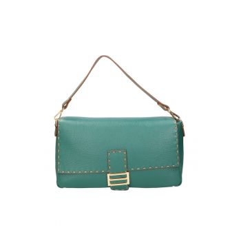 Geanta de piele cu maner Walda - Albastru teal