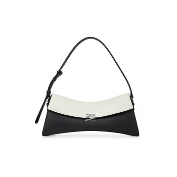 Geanta din piele cu bareta de umar si model in doua tonuri Autograph - Alb murdar/Black Onyx
