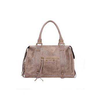 Geanta duffle din piele Elara - Maro taupe inchis