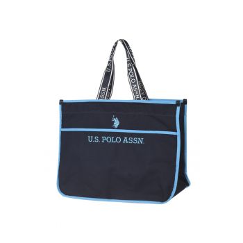 Geanta  HALIFAX - bleumarin si turcoaz - 48x36x19 -5cm - cu manere logate - inchidere magnetica