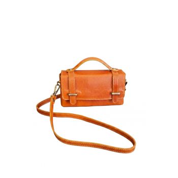 Geanta messenger din piele Novara - Maro cognac