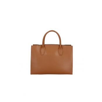 Geanta shopper de piele cu etui detasabil - Caramel