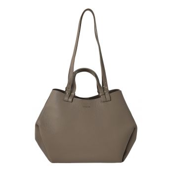 Geanta shopper din piele cu etui - Maro pamantiu