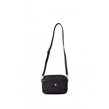Geanta tip Crossbody - aplicatii cu logo - sistem de inchidere cu fermoar si maner reglabil