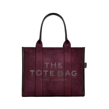 Geanta tote din piele intoarsa cu logo stantat