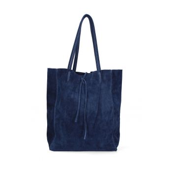 Geanta tote din piele intoarsa Lumena - Bleumarin