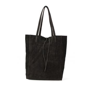 Geanta tote din piele intoarsa Lumena - Negru