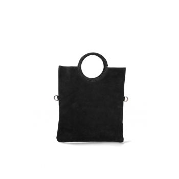 Geanta tote din piele intoarsa Zelia - Negru