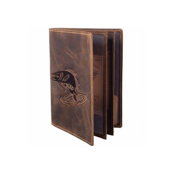 Husa legitimatie unisex piele naturala maro antichizat 12 x 16.5 x 2 cm - Hecht -