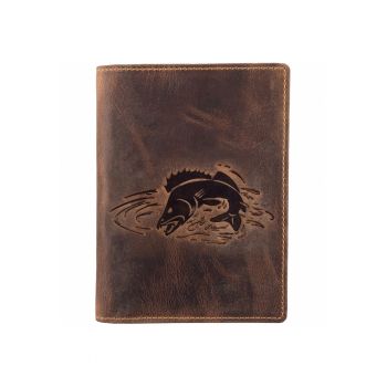 Husă legitimatie unisex -  Zander - 6 compartimente - piele naturală - maro antichizat - 12x16.5x2cm