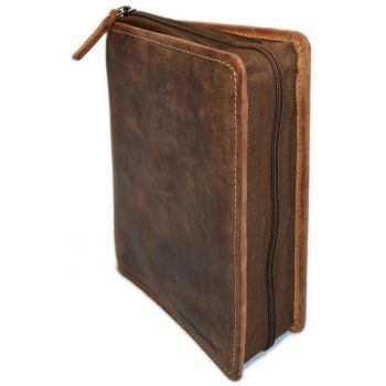 Mapa A5 unisex piele naturala maro antichizat 18.5 x 24 x 2.5-5 cm - Vintage -