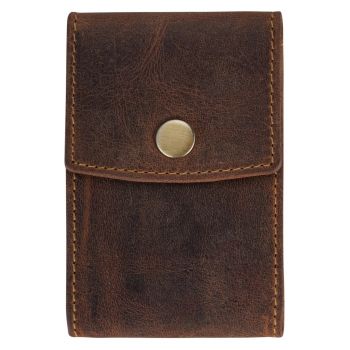 Portcard unisex piele naturala maro antichizat 7 x 10 cm - Vintage RFID -