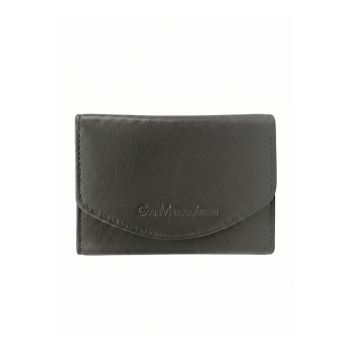 Portofel de piele cu logo stantat - Negru stins