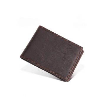 Portofel minimalist - ultra Slim - antiscanare RFID - piele naturala - barbati - - Maro deschis