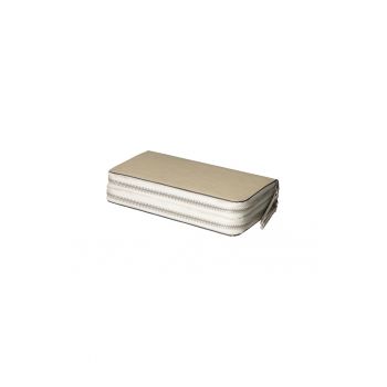 Portofel piele cu Bej - Bej - 11x21x3