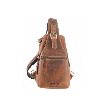 Rucsac crossbody unisex piele naturala maro antichizat 20 x 40 cm - Vintage -