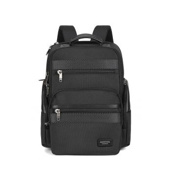Rucsac din material textil cu buzunare cu fermoar - Negru