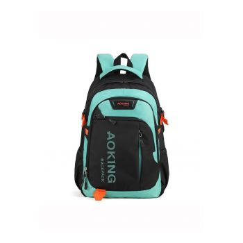 Rucsac unisex cu buzunare cu fermoar Valoria Pro - Negru/Verde deschis