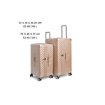 Set trolere extensibile  Trunk - policarbonat - 2 bagaje de cala - cifru TSA - 4 roti cu suspensii - auriu - 67 cm/79 cm