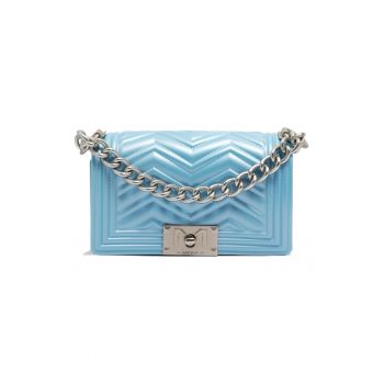Geanta crossbody cu logo - Albastru azur/Argintiu