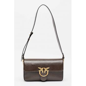Geanta crossbody de piele Love One - Maro inchis