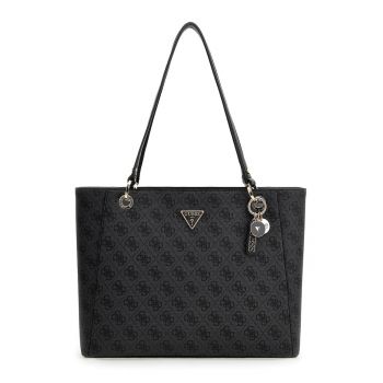 Geanta shopper din piele ecologica cu model monograma - Gri inchis