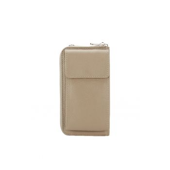 Portofel si port telefon din piele naturala 8971 07 Bej inchis 13522 - Bej inchis